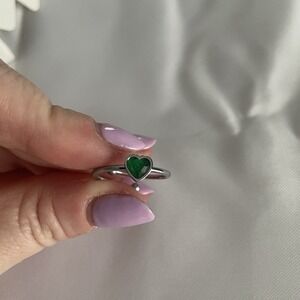 Abbott Lyon Mini Heart Birthstone Ring One Size Silver Green Emerald May